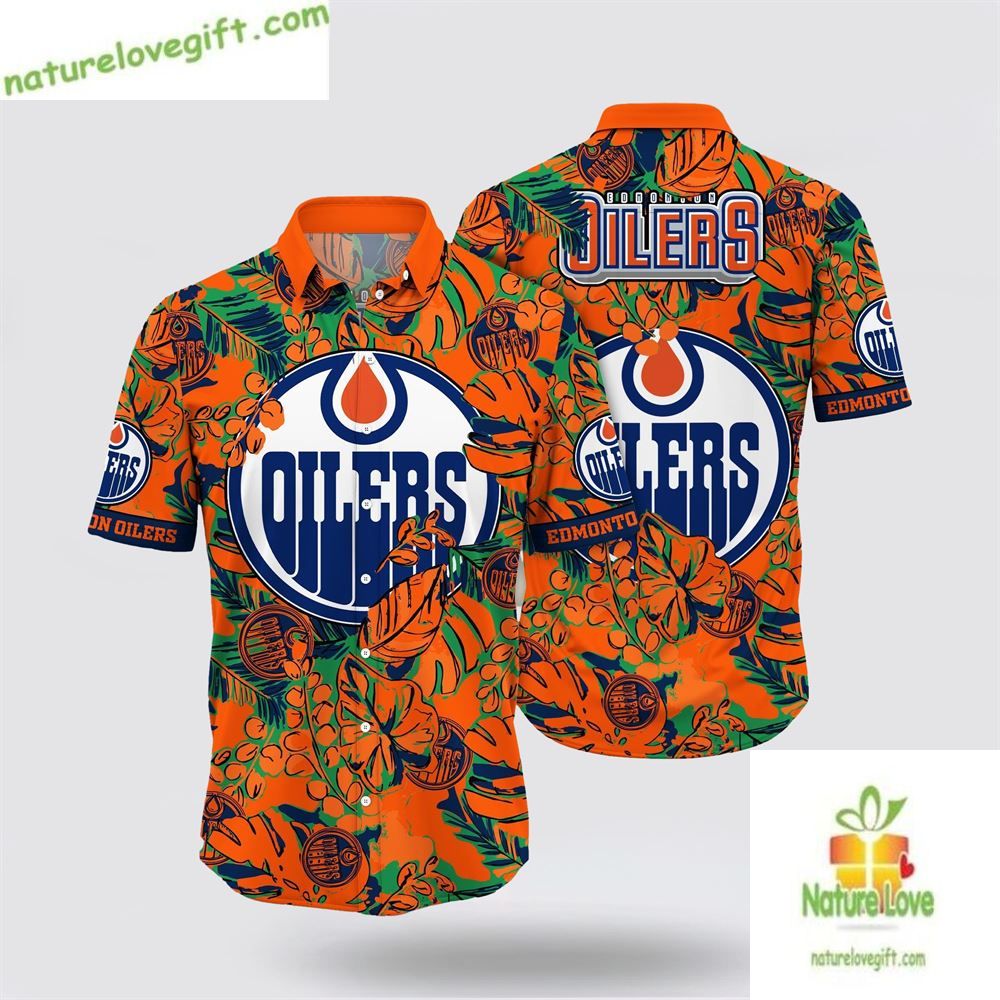 Edmonton Oilers Hawaiian Shirt Tropical Leaf Summer Tee LV RF2T0YYH