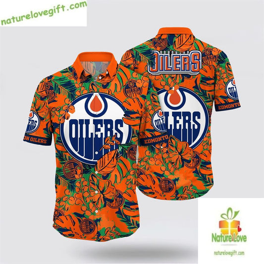 Edmonton Oilers Hawaiian Shirt Tropical Leaf Summer Tee LV RF2T0YYH