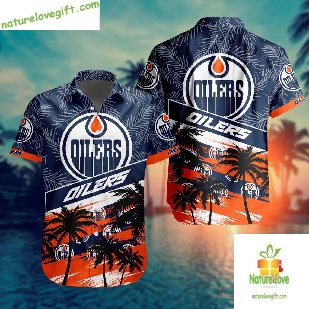 Edmonton Oilers Hawaiian Shirt Palm Tree Button Up Shirt LV317CE26BEEAE3096