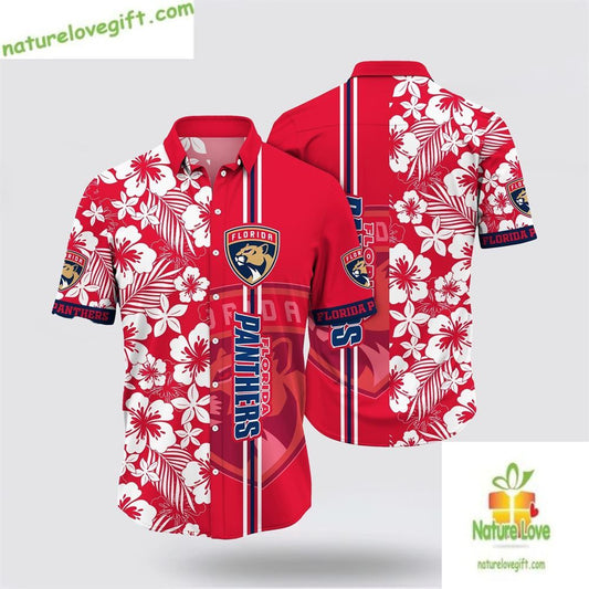 Florida Panthers Hawaiian Shirt Tropical Apricot Blossom Summer Tee