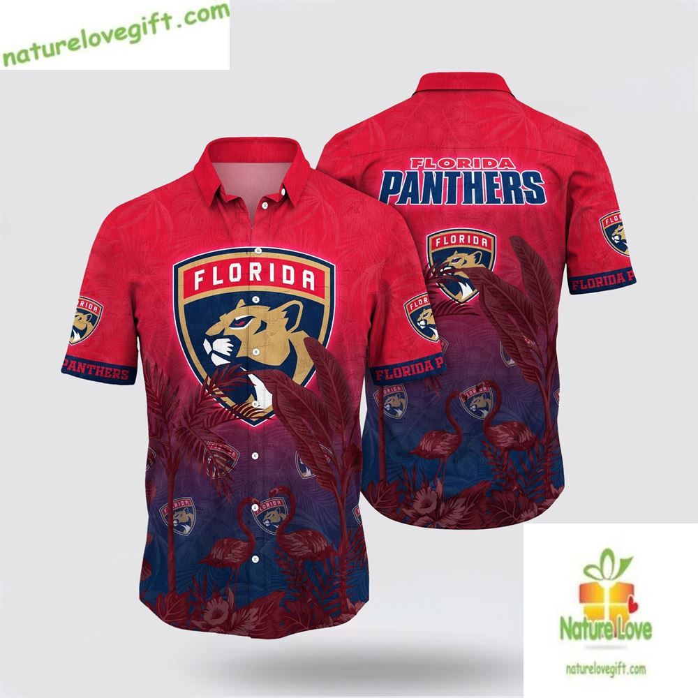 Florida Panthers Hawaiian Shirt Tropical Flamingo Summer Tee