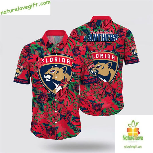 Florida Panthers Tropical Leaf Hawaiian Shirt Summer LV QWBC0FZU