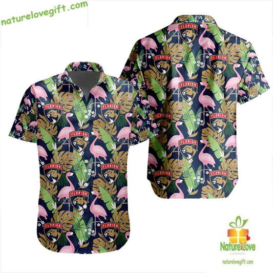 Florida Panthers Hawaiian Shirt Flamingo Button Up LV31