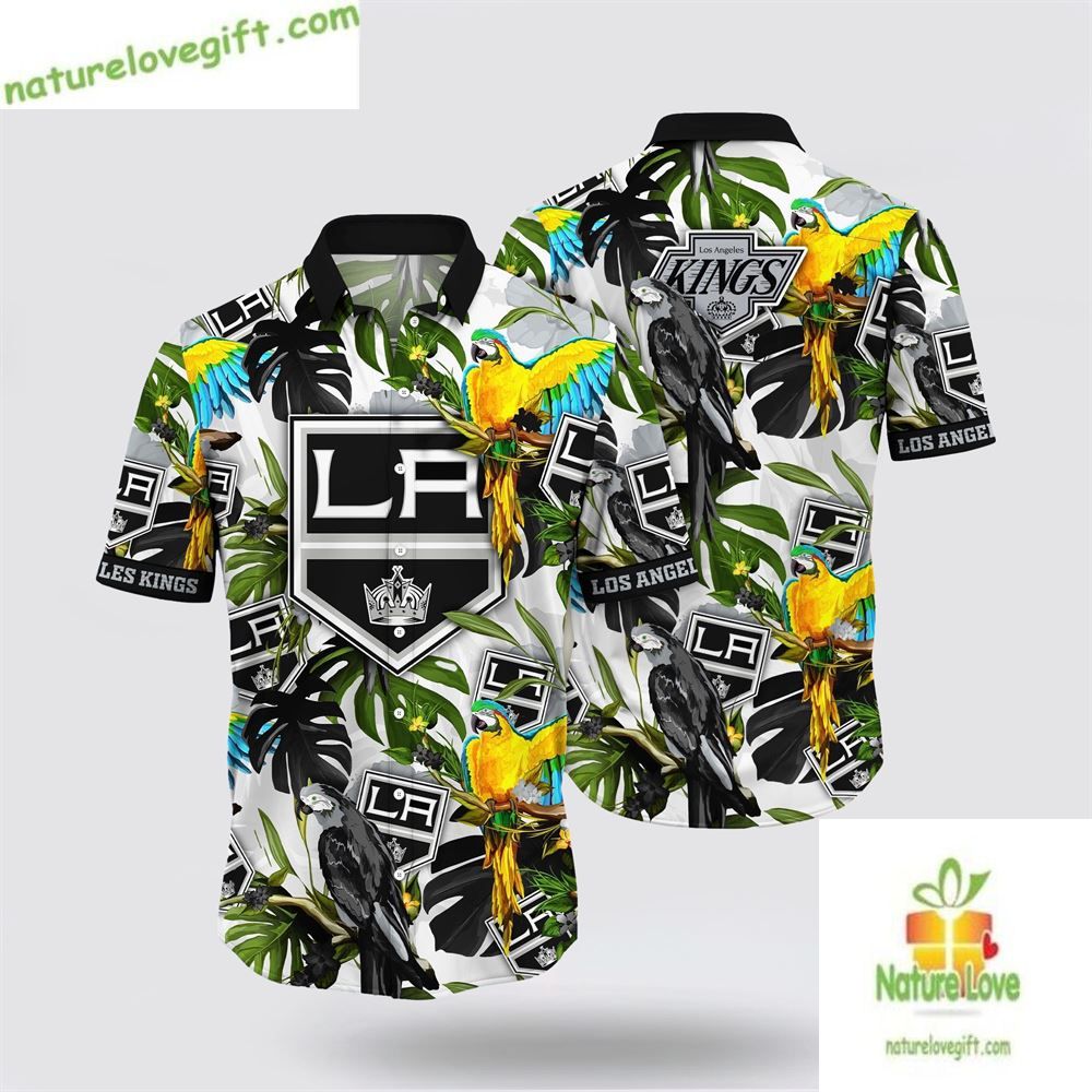 Los Angeles Kings Hawaiian Shirt Tropical Parrot NHL Fan