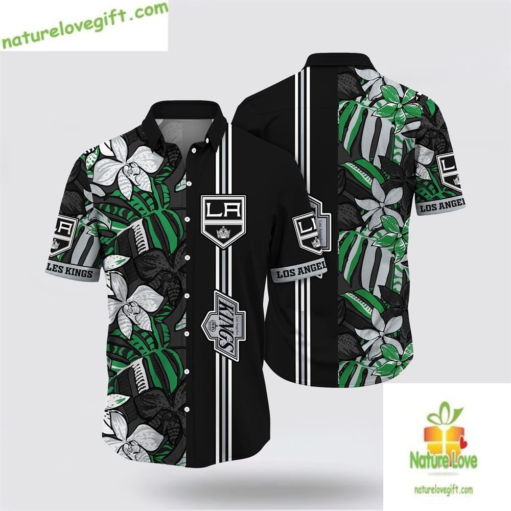 Los Angeles Kings Hawaiian Shirt Tropical Floral Summer Aloha Shirt