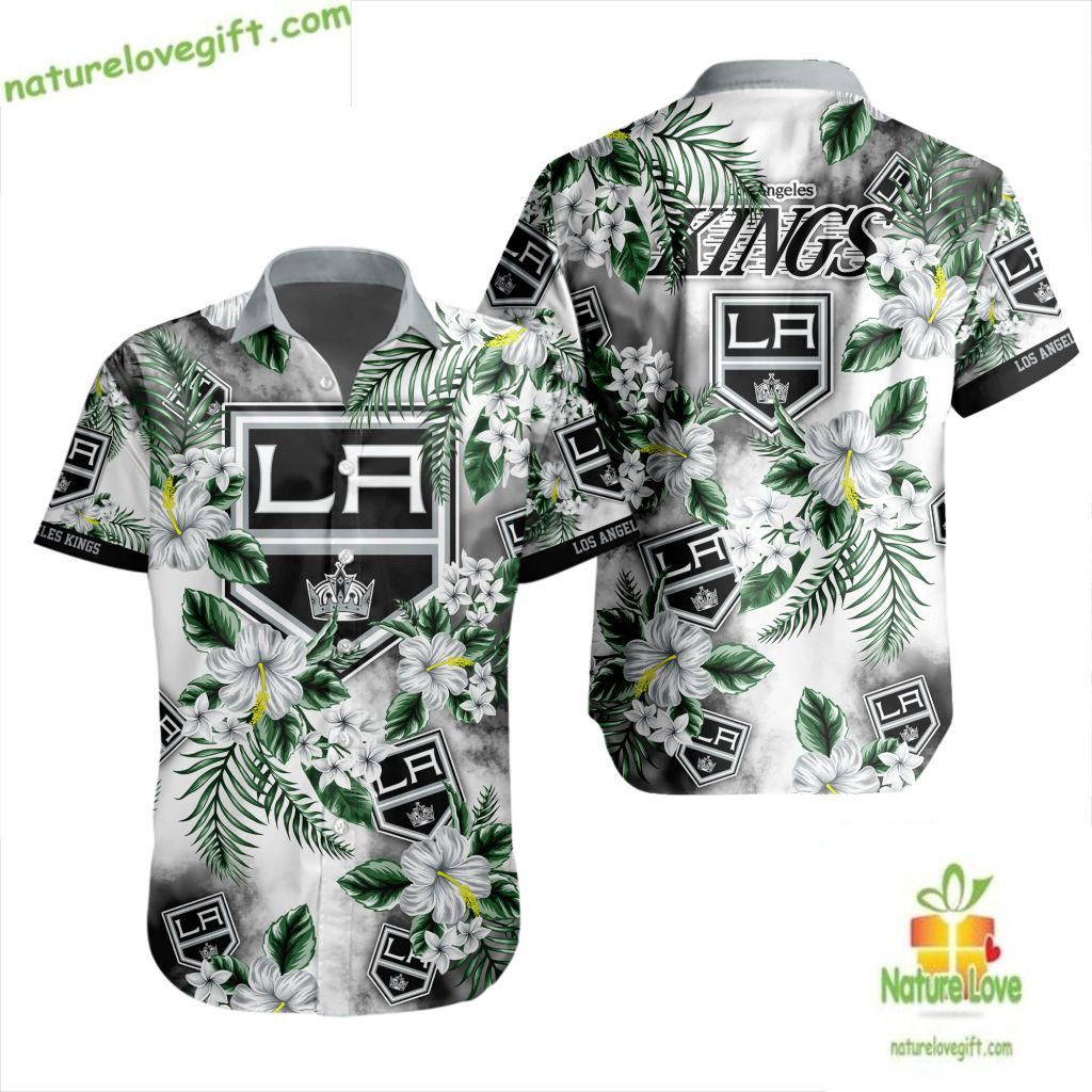 Los Angeles Kings Hockey Hawaiian Shirt Tropical Button Up