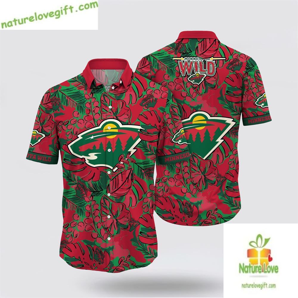 Minnesota Wild Hawaiian Shirt Tropical Leaf Summer Shirt