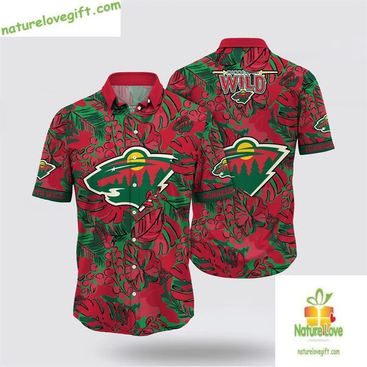 Minnesota Wild Hawaiian Shirt Tropical Leaf Summer Shirt