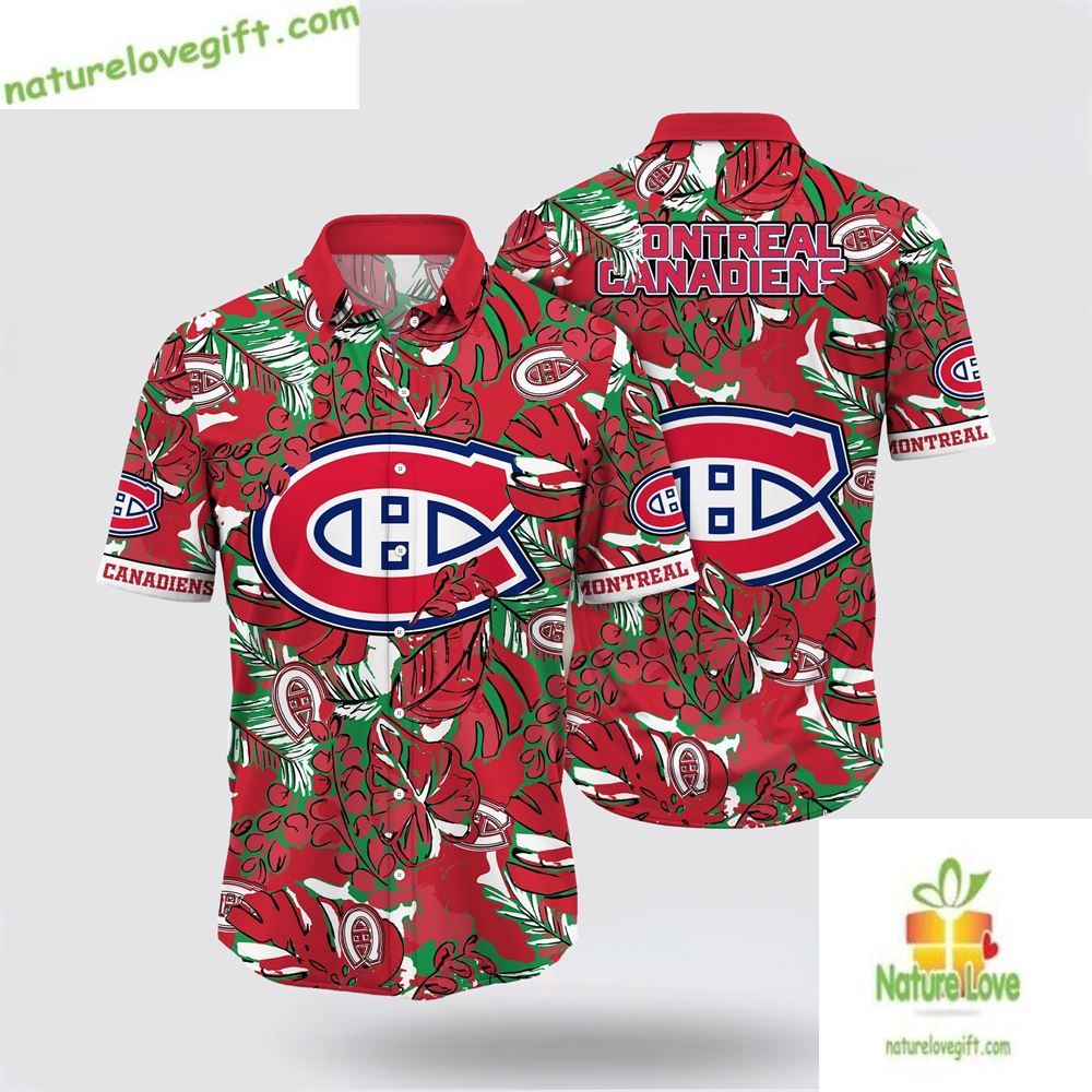 Montreal Canadiens NHL Hawaiian Shirt Tropical Leaf Fan Gear