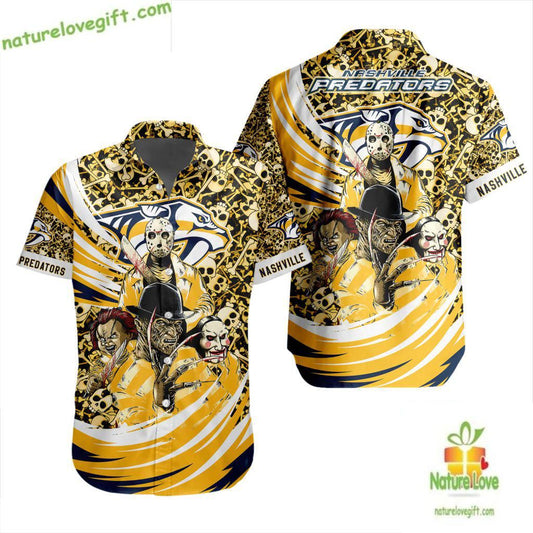 Nashville Predators Hawaiian Shirt Halloween NHL Movies Fan Gift