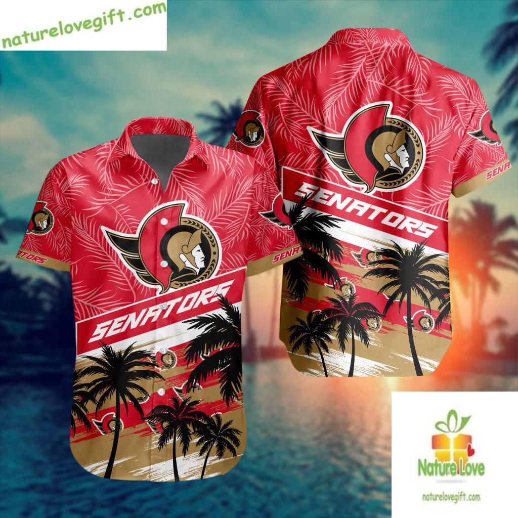 Ottawa Senators Hawaiian Shirt Palm Tree NHL Button Up Shirt