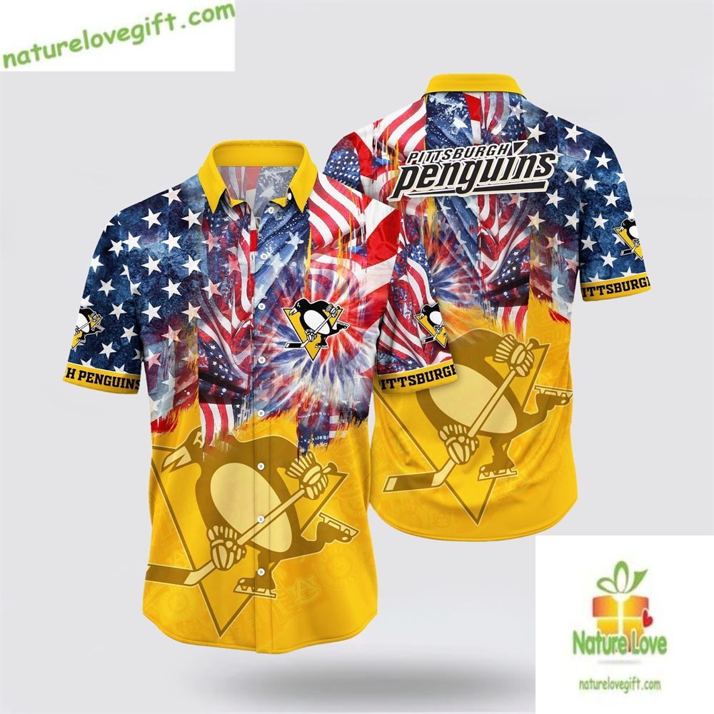 Pittsburgh Penguins Hawaiian Shirt 4th of July Aloha Shirt LV QC6XR6I1