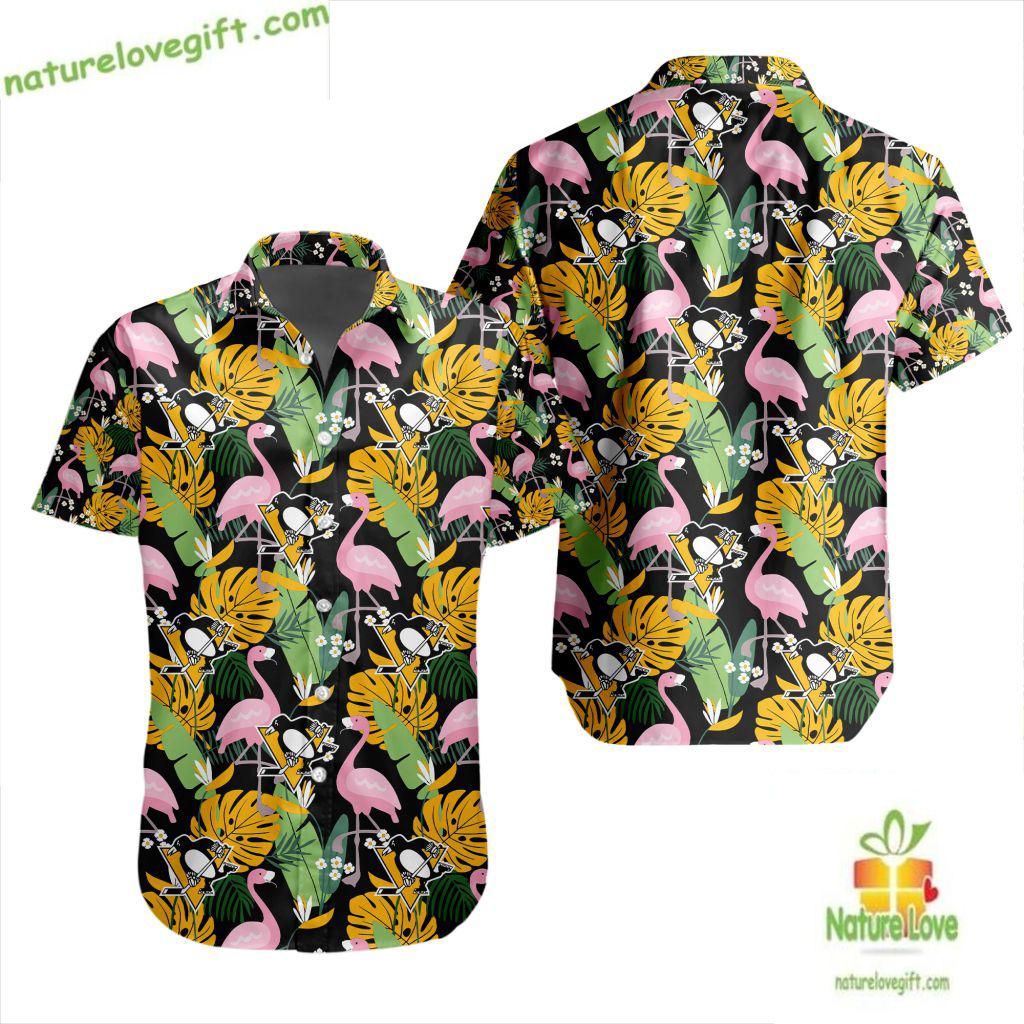 Pittsburgh Penguins Hawaiian Shirt Flamingo Button Up LV1C02396