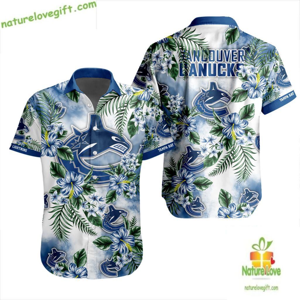 Vancouver Canucks Hawaiian Shirt Hockey Tropical Button Up Aloha Shirt