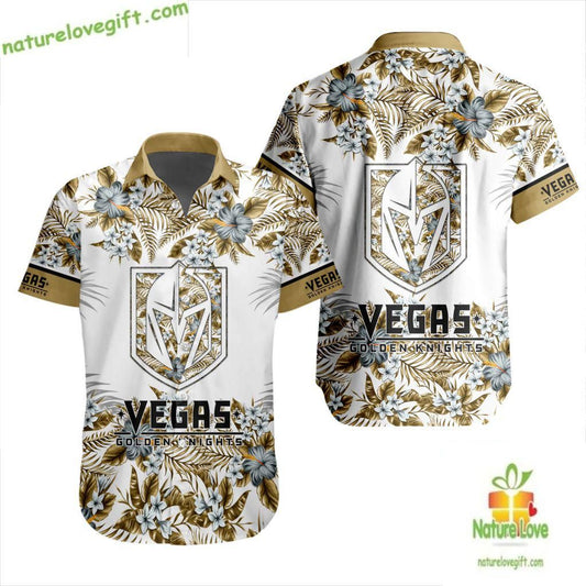 Vegas Golden Knights Hawaiian Shirt Tropical Floral Design