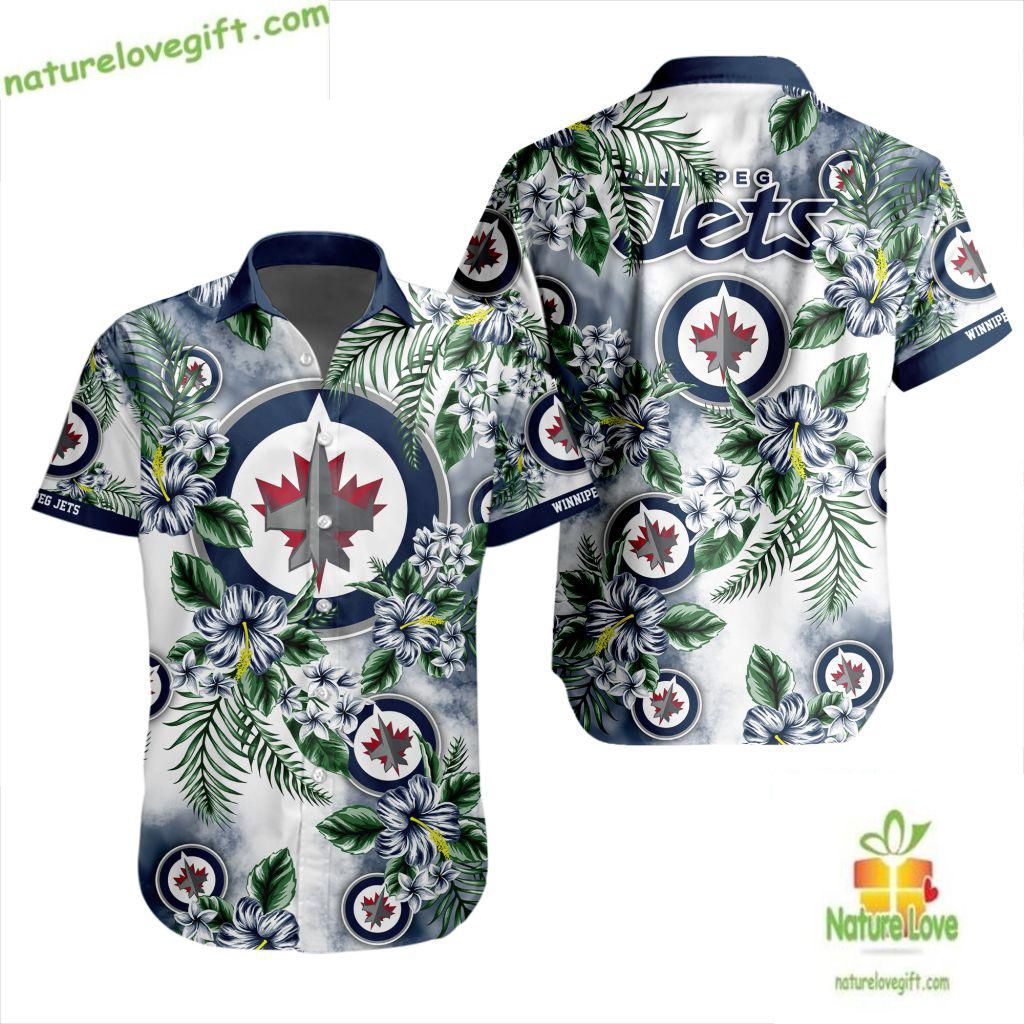 Winnipeg Jets Hawaiian Shirt Tropical Hockey Button Up Aloha Shirt