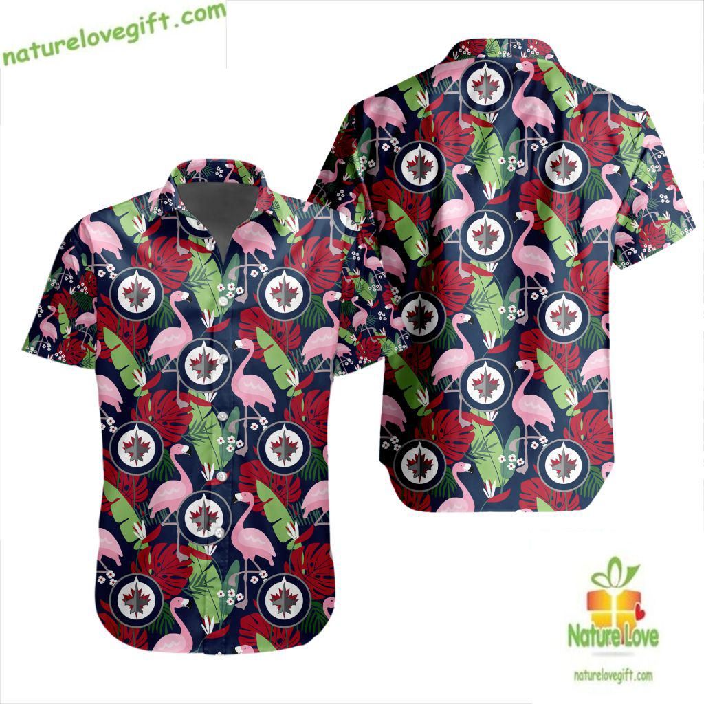 Winnipeg Jets Hawaiian Shirt Flamingo Button Down NHL