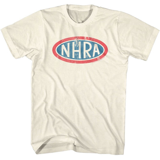 NHRA - Oval Logo - American Classics - Solid Off-White Adult Short Sleeve T-Shirt