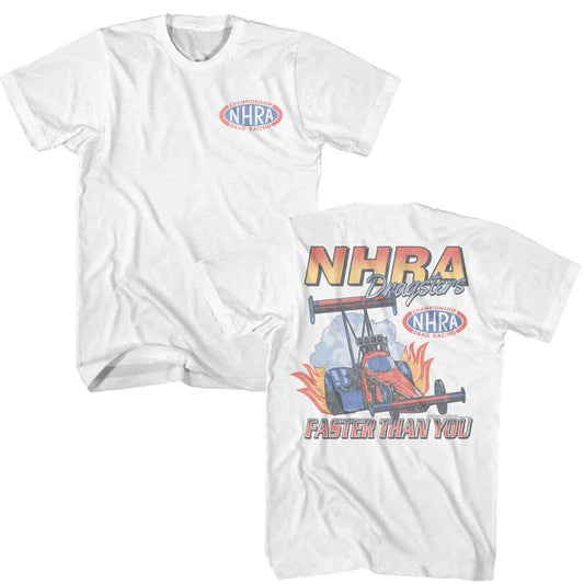 NHRA - Faster Than - American Classics - Solid White Adult Short Sleeve T-Shirt