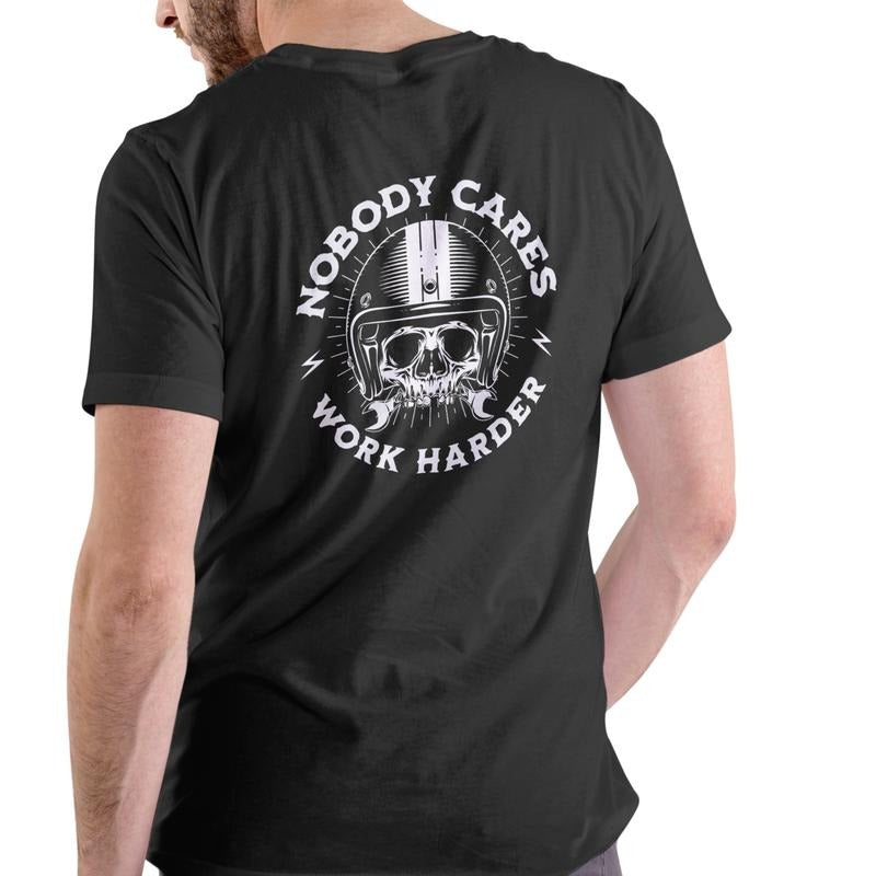 NOBODY CARES Work Harder T-Shirt Unisex Cotton Short Sleeve Tee with Graphic Design - Top, Menswear