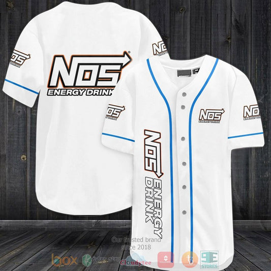 NOS Energy Drinks white Baseball shirt