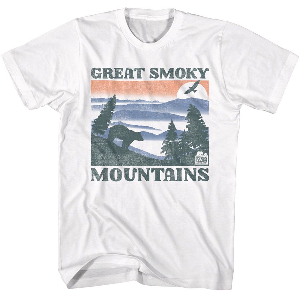 National Parks - Great Smoky Mountains Bear And Mtns - American Classics - Solid White Adult Short Sleeve T-Shirt