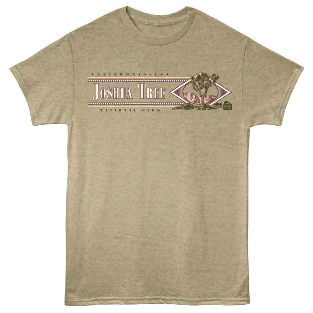 National Parks - Joshua Tree Retro - American Classics - Brown Heather Adult Short Sleeve T-Shirt