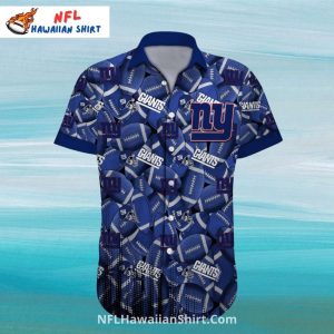 NY Giants Football and Helmet Pattern Hawaiian Shirt