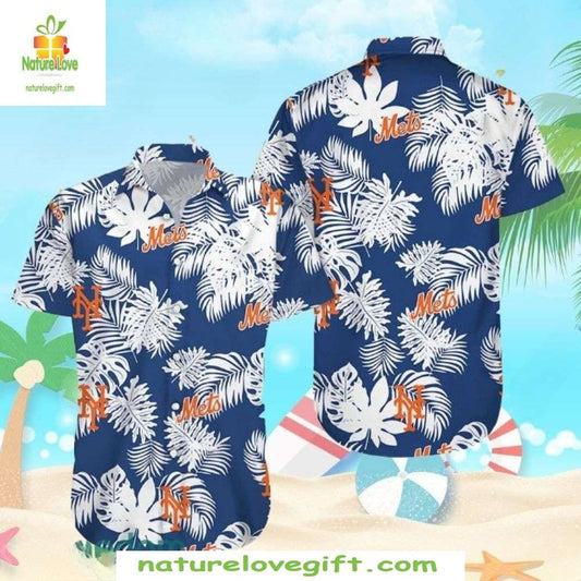 NY Mets Hawaiian Shirt Floral Aloha Shirt Cool Ocean Vibes Baseball Apparel