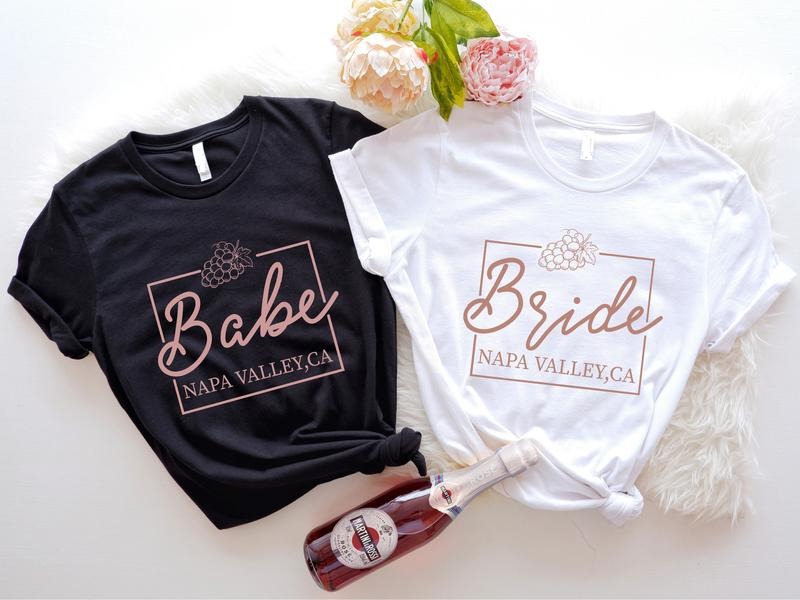 Napa Valley Bachelorette Shirt, Matching Bride And Babe T-shirt, Grape Wine Bach Shirt, Bridal Party Gifts Tee, Girls...
