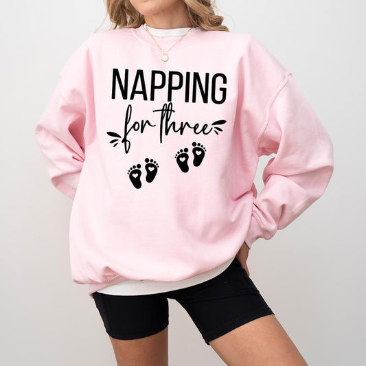 Napping For Three Sweatshirt, Expecting Twins, Pregnancy Reveal Sweater, Pregnancy Announcement, Expecting Mom...