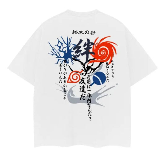 Naruto "Bonds" Vintage Oversized Tee Anime T-shirt 100% Cotton Original Design Men's Top Casual Streetwear Menswear Tshirt