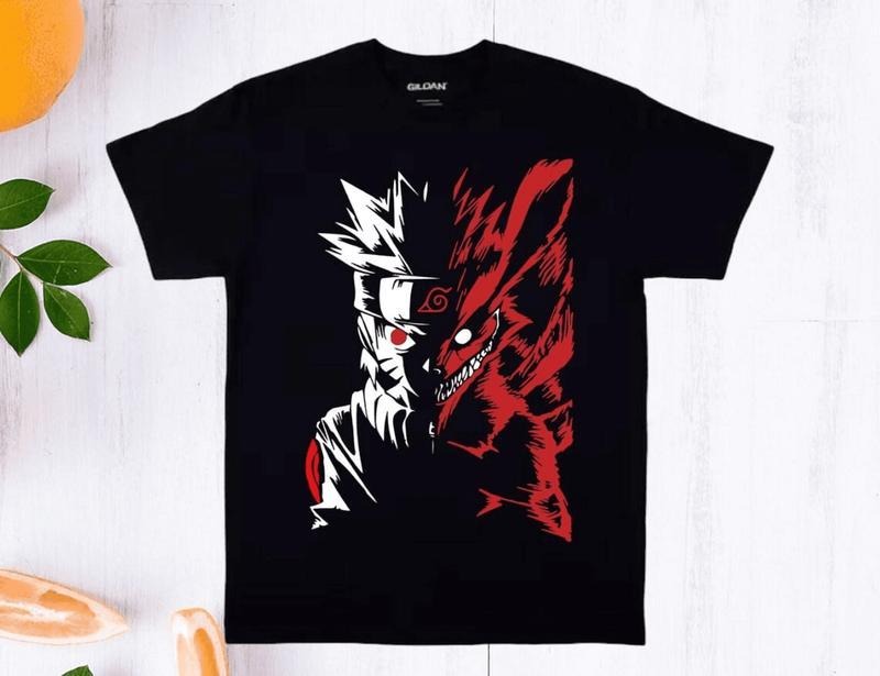 Naruto And Nine Tail Shirt. Naruto Shirt, Naruto Shirt, Anime Tee Lover, Unisex Cotton Graphic Tee