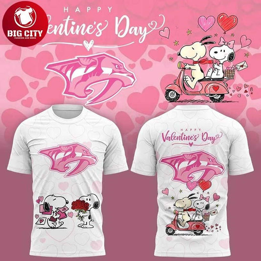Nashville Predators x Peanuts Happy Valentine Day 2026 Two Sided Shirt