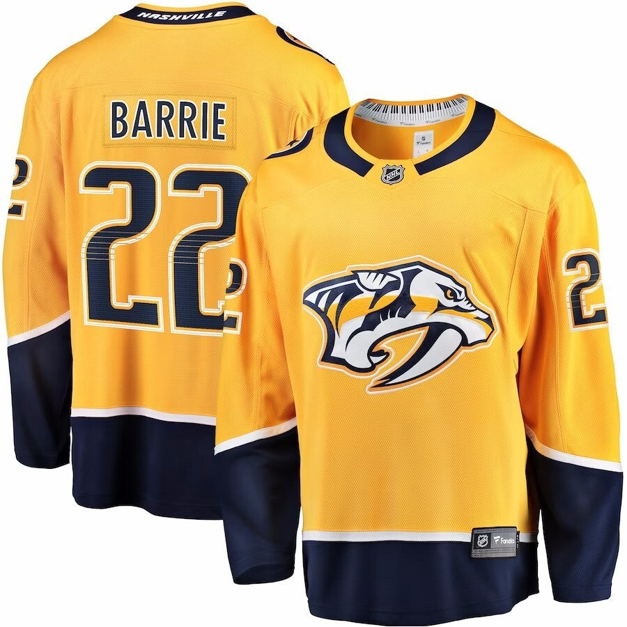 Nashville Predators #22 Tyson Barrie Branded Home Breakaway Jersey - Gold
