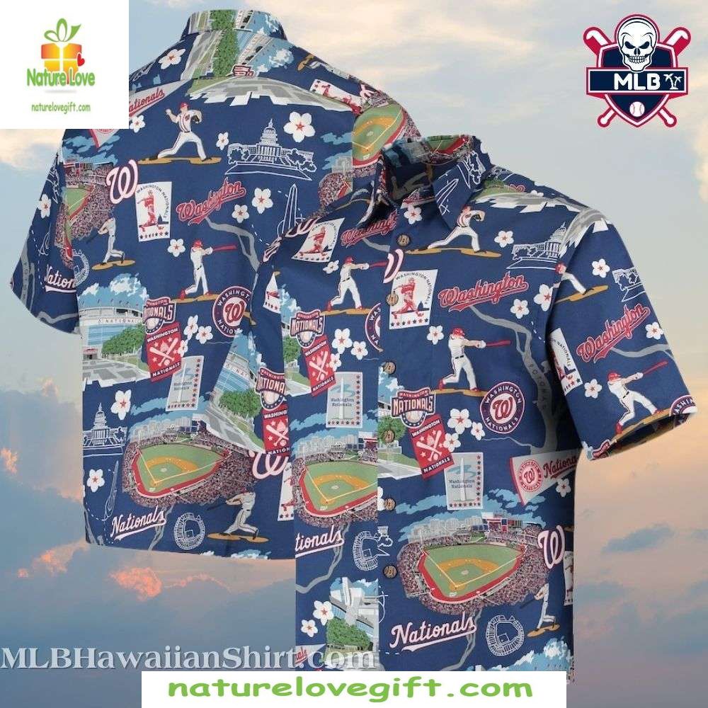 Washington Nationals Hawaiian Shirt Blue MLB Night Game Baseball Apparel