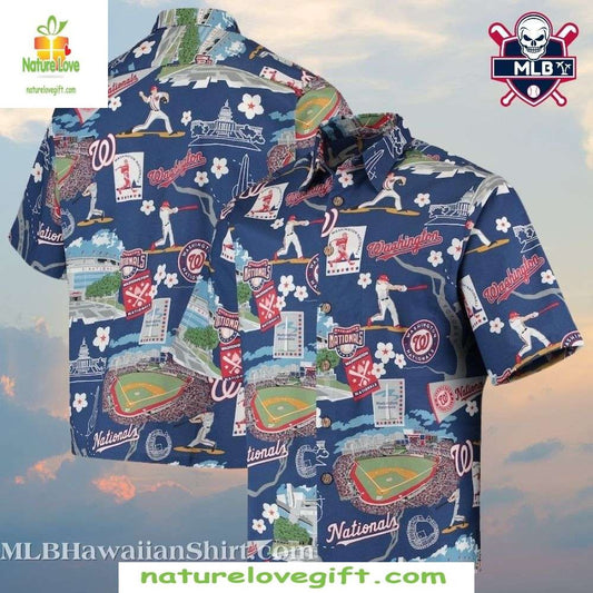Washington Nationals Hawaiian Shirt Blue MLB Night Game Baseball Apparel