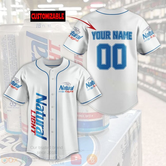 FASHION Natural Light Personalized Baseball Jerseys Botton Shirt