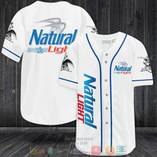 Natural Light white Baseball shirt