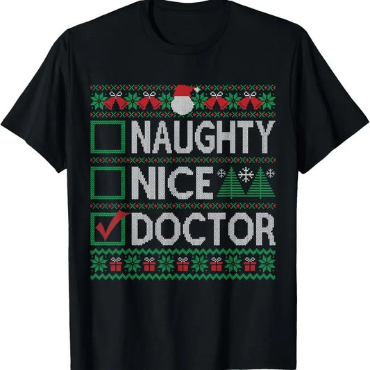 Naughty Nice Doctor Christmas List Ugly Sweater T-Shirt Hoodie, Sweatshirt | InkThreadWorks.com