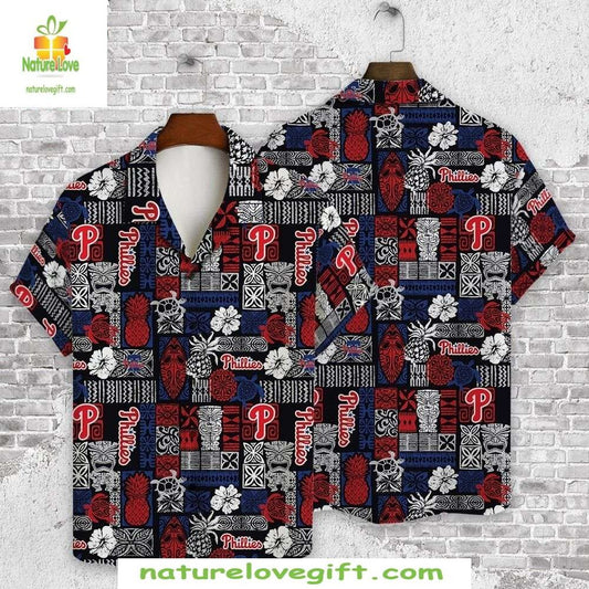 Philadelphia Phillies Hawaiian Shirt Navy Red Stylish Baseball Apparel