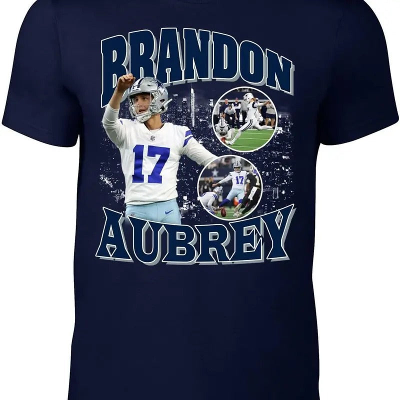 Navy Dallas Brandon Aubrey Bootleg Style T-Shirt Hoodie, Sweatshirt | InkThreadWorks.com