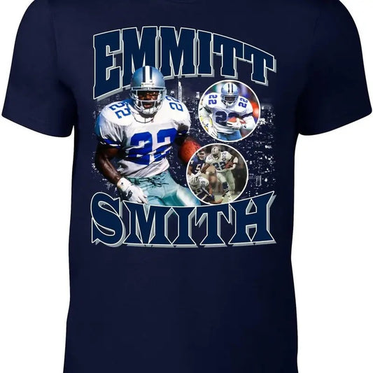 Navy Dallas Emmitt Smith Bootleg Style T-Shirt Hoodie, Sweatshirt | InkThreadWorks.com