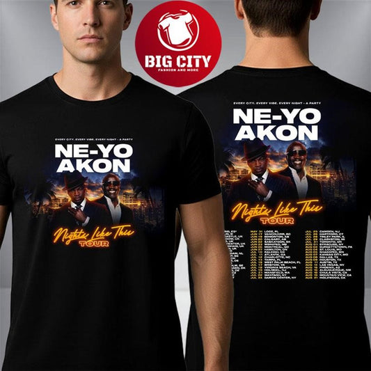 Ne-Yo And Akon Nights Like This Tour 2026 Schedule Tour Dates Two Sided Shirt