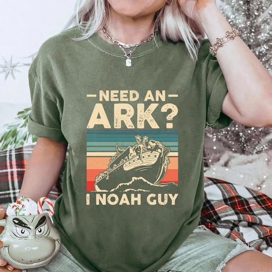 Need An Ark I Noah Guy Christian T-Shirt Pure Cotton Fabric Casual Streetstyle Crew Neck Short Sleeve Soft-Washed T-Shirt...