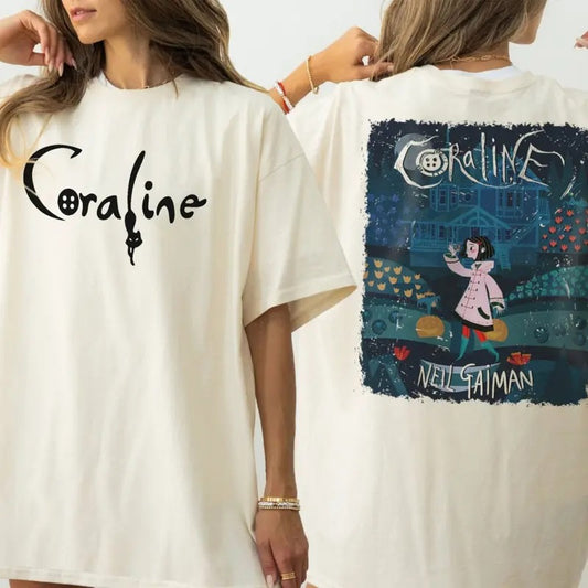 Neil GaiMan Coraline  2sides Tshirt, other mother Coraline T-Shirt, wybie, other world sweatshirt, Best For Coraline Movie, Coraline Doll Hoodie, Halloween animate sweatshirt, Movie Vintage Retro Horror, Halloween Gift, Unisex t-shirt