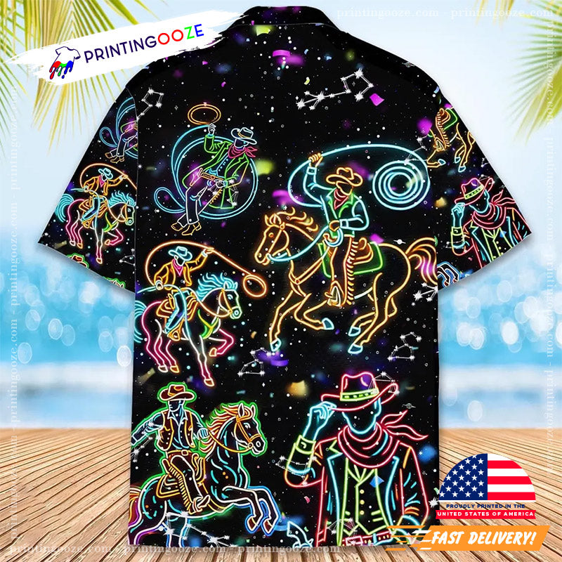 Neon Cowboy Cyberpunk Hawaiian Shirt