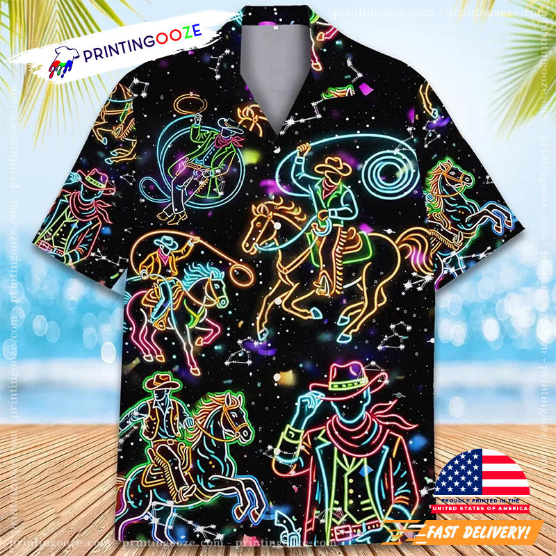 Neon Cowboy Cyberpunk Hawaiian Shirt