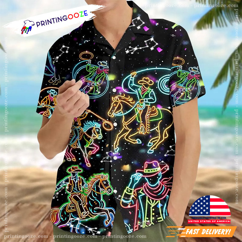 Neon Cowboy Cyberpunk Hawaiian Shirt