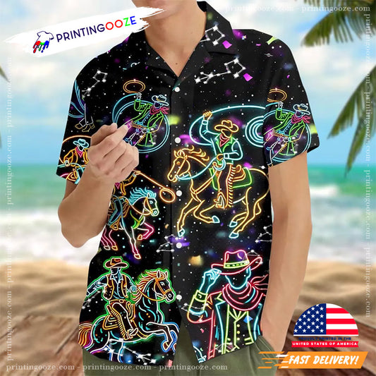 Neon Cowboy Cyberpunk Hawaiian Shirt